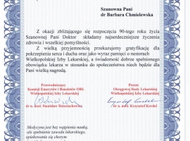 Jubileusz pani Barbary Chmielewskiej 